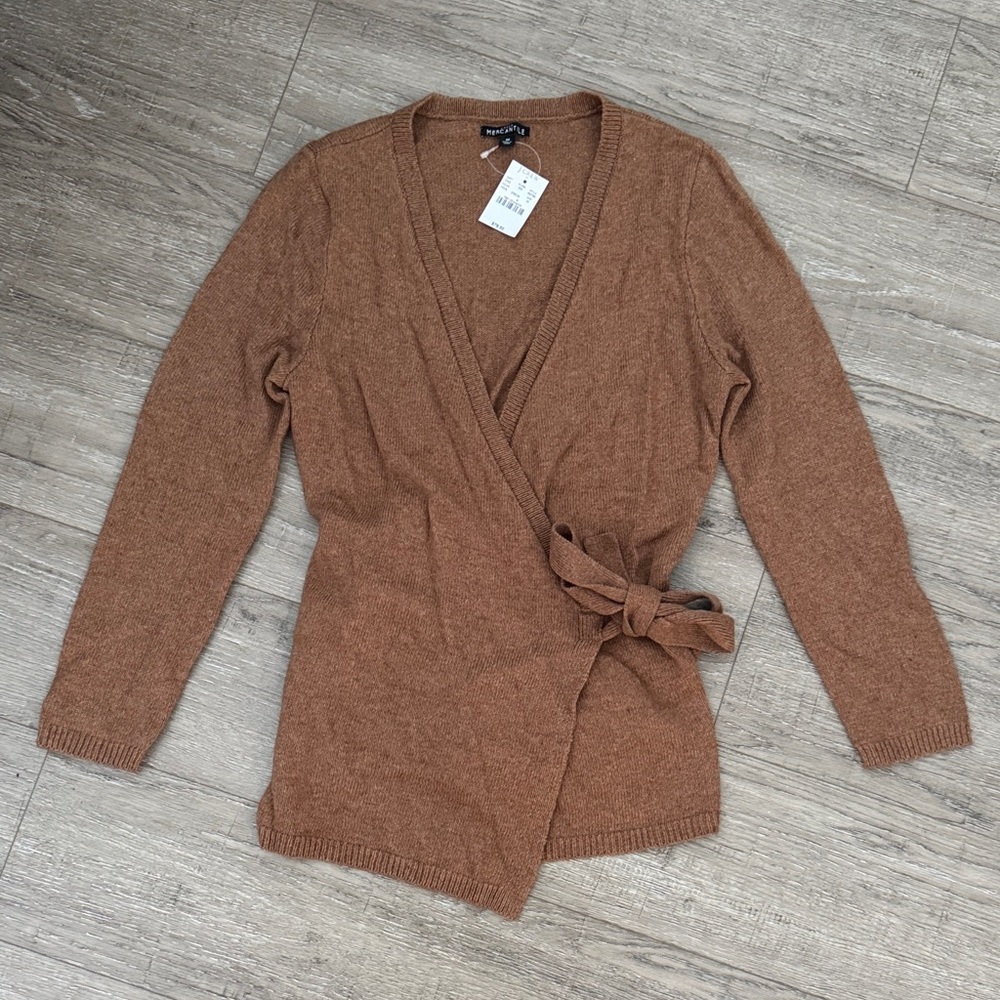 Madewell Rust Brown Wrap Cardigan with Side Tie